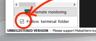 Follow terminal folder